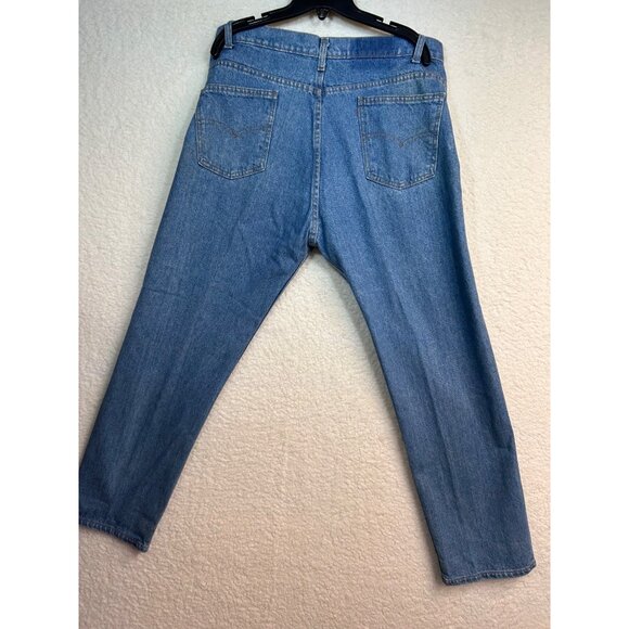 Levis Mens Blue Denim Jeans M38 L30 100% Cotton Straight Fit Made In Mexico - Picture 2 of 4